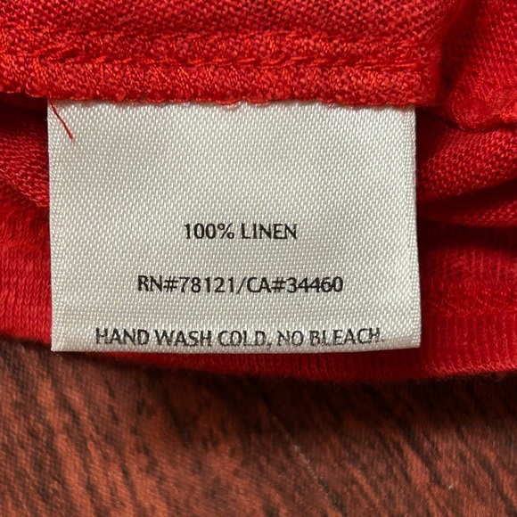Eileen Fisher Womens Medium Red Short Sleeve Linen T Shirt - Picture 6 of 6
